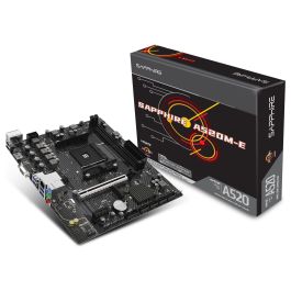 Sapphire A520M-E Placa Base AMD A520, Socket AM4, micro-ATX, Compatible con Ryzen 3000/4000/5000 Series, DDR4 64 GB, PCIe 3.0, M.2, HDMI, VGA