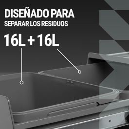 HERRAJES ALK Cubo de Basura Extraíble 2x16L Midi Light Antracita con Tirador H350 para Mueble de Cocina. Plástico resistente. Hecho en España.