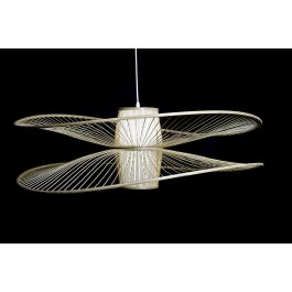 DKD Home Decor Lámpara Techo Urban Natural Blanco 100 x 32 x 100 cm Bambú Poliéster
