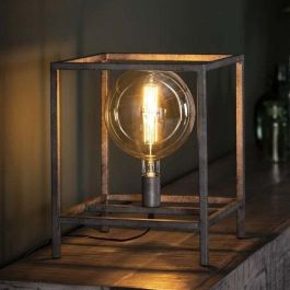 DKD Home Decor Lámpara de Sobremesa Vintage Gris Oscuro E27 de Metal 33 x 40 x 33 cm