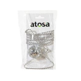 Collar Bola Disco Plateada Brillante 88 cm para Disfraces Años 70, Fiestas y Festivales - Doble Cadena y Efecto Espejo Glamuroso