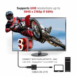 Club3D Adaptador Mini DisplayPort 1.2 a HDMI 2.0 Activo 3D 4K60Hz UHD Negro - Conecta PC a Monitor/TV