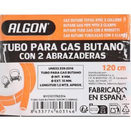 Algon Bbq Tubo Gas Butano 120 cm con Abrazaderas (12 Unidades)