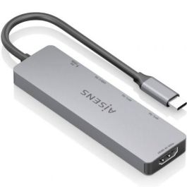 Aisens ASUC-5P028-GR Docking USB-C 5 en 1: HDMI 4K, 2xUSB-A, 2xUSB-C (PD 100W), Gris para Portátiles