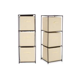 Kipit Estantería de Almacenaje con 3 Cajones de Tela TNT y Estructura Metálica Color Natural 34,5x34,5x100 cm (6 Unidades) Kipit Estantería de Almacenaje con 3 Cajones de Tela TNT y Estructura Metálica Color Natural 34,5x34,5x100 cm (6 Unidades)