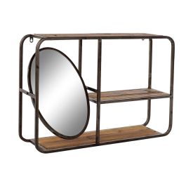 DKD Home Decor Estantería de Diseño Loft con 2 Estantes de Madera y Metal, Marrón Oscuro / Negro (Alto 50 x Ancho 73 x Profundo 19 cm)