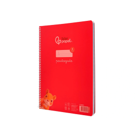 Liderpapel Cuaderno Espiral A4 Pautaguía Tapa Plástico 80 Hojas 90gr Cuadro Pautado 4mm Con Margen Color Rojo
