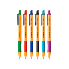 Stabilo Pointball Bolígrafo Retráctil, Punta 0.5 mm, Tinta Azul, 79% Plástico Reciclado