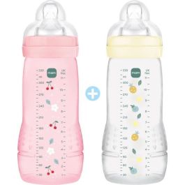 MAM MAM9001616858291 Set de 2 Biberones Easy Active +6 meses 330ml Tetina X-Flow Baya y Perla