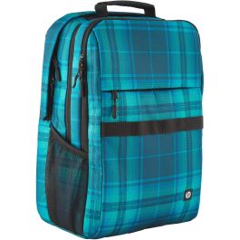 HP Mochila Campus XL Tartan plaid para Portátil 16.1" - Diseño a Cuadros - Poliéster/Poliespuma - Azul