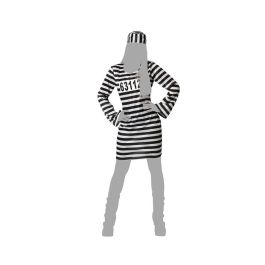 Disfraz Presa Mujer Blanco y Negro Talla M-L, para Carnaval o Halloween, Incluye Vestido y Gorro de Polyester