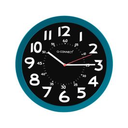 Reloj Q-Connect De Pared Plastico Oficina Redondo 30 cm Color Azul Y Esfera Color Negro