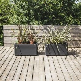 Jardinera - CAREL - Gris antracita - 63 L - 78 x 39 x H.39 cm - EDA - Con ruedas - Para exterior o interior Jardinera - CAREL - Gris antracita - 63 L - 78 x 39 x H.39 cm - EDA - Con ruedas - Para exterior o interior