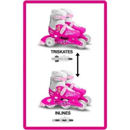 Stamp Patines Progresivos 2 en 1 Tri-Skate y Línea Barbie - Talla Ajustable 27-30, Fácil Ajuste y Freno Trasero