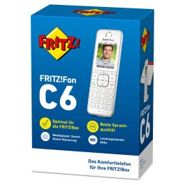 AVM Fon C6 Teléfono DECT Inalámbrico, Altavoz, Identificador de Llamadas, Blanco