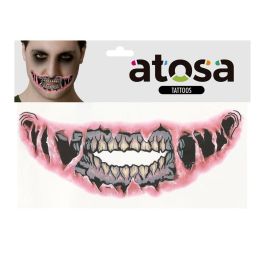 Tatuaje Facial Boca Desgarrada Con Dientes Podridos Halloween Terror Zombies Caracterización