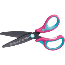 Pelikan griffix Tijeras Escolares Redondas para Diestros LovelyPink, Corte Recto, Mango Ergonómico, Azul/Rosa, para Niños
