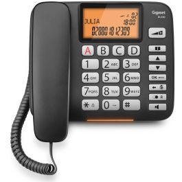 Gigaset DL580 Teléfono Fijo Analógico con Cable, Altavoz, Teclas Grandes y Pantalla Iluminada Negro