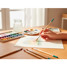 Liderpapel Pincel N 16 Punta Redonda Pelo Sintético Certificado FSC para Acrílica y Acuarela