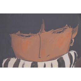 DKD Home Decor Cuadro Mujer Rayas Negro Marron 100 x 140 x 4 cm (2 Unidades)