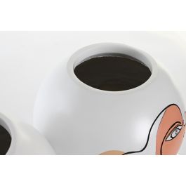 DKD Home Decor Jarrón Scandi Multicolor Blanco de Resina con Cara Abstracta 25.5 x 22 x 25.5 cm (Pack 2 Unidades)
