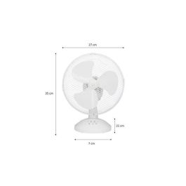 Ventilador de mesa OCEANIC - 30W - Diámetro 23 cm - 2 velocidades - Oscilante - Blanco