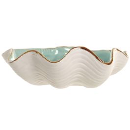 DKD Home Decor Hangzhou design 26a Centro Mesa Mediterraneo Turquesa Azul Gres 21 x 8 x 26 cm (2 Unidades)
