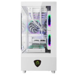 Keep Out XC-301W Glass - Caja PC Gaming Cristal Templado ARGB, Compatible con Micro-ATX/ITX, Ventilador Incluido, Blanco