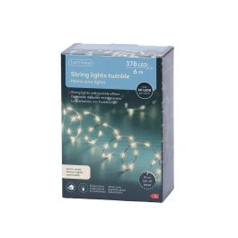 Lumineo Guirnalda micro LED 378 LEDs luz cálida, 6m cable alambre plateado, IP44, 8 funciones, temporizador