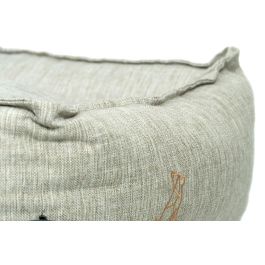 Gloria Cama para Perros Santillana Rectangular Beige 70x60 cm, Lino, Desenfundable, Relleno Silicona Reciclada, Muy Cómoda