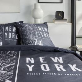 Juego de cama - TODAY - JAVA - 2 personas - 240x220 cm - Algodón - Estampado New York - Negro