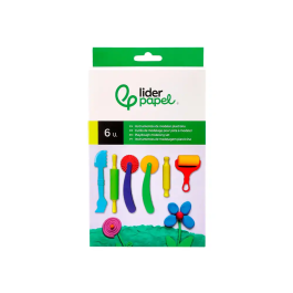 Liderpapel Caja de 6 Piezas Surtidas de Instrumentos de Modelar para Plastilina, Plástico Resistente, Útiles Manualidades