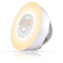 CGV Radio reloj CR ARUNA con simulador de amanecer y atardecer, 6 colores ambientales y puerto USB, Blanco Precio: 53.49999996. SKU: B1EDNCCRR6