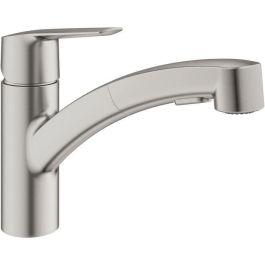 GROHE 30531DC1 - Grifo de Cocina Start Mezclador Monomando Fregadero Supersteel con Ducha Extraíble y Caño Giratorio 90°
