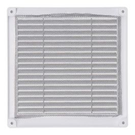 Edm Rejilla ventilación cuadrada con tapones y mosquitera 200x200x7mm ABS blanca