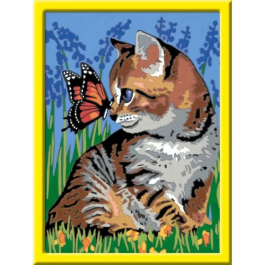 Ravensburger 25813 Kit de Pintura por Números CreArt Kids Gato y su Compañera la Mariposa 18x24cm Edades 9