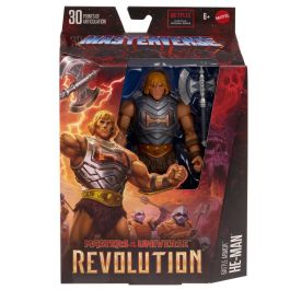MATTEL He-Man Revolution Masters del Universo Figura Articulada 17.7cm con Armadura Extraíble y Hacha de Batalla