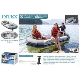 Intex Barco Mariner 3 Personas con 2 Remos de Aluminio y Bomba - 297x127x46cm