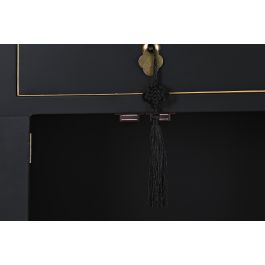 DKD Home Decor Mesita de Noche Oriental Masako Negra y Blanca con 1 Cajón y 2 Puertas 36 x 66 x 45 cm