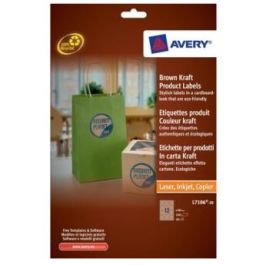 Paquete 20 Hojas Etiquetas para Productos En Papel Kraft, Efecto Cartón-Impresoras Láser/Láser de Color/ Inyección de Tinta-Redondas-60 Mm Avery L7106-20 Precio: 20.50000029. SKU: B1E39YTVYS