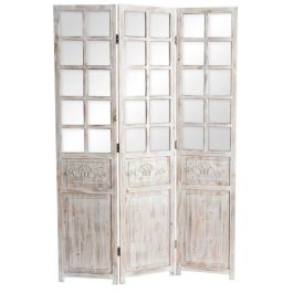 Biombo Home ESPRIT Blanco Abeto Espejo 120 x 3 x 180 cm