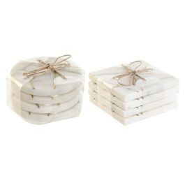 Posavasos Chic DKD Home Decor Blanco Dorado 10 x 1 x 10 cm Set de 4 (2 Unidades)