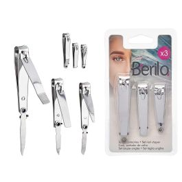 Set 3 Cortauñas Berilo Plata - 5x14x2 cm, Metal (48 Unidades) Precio: 58.49999947. SKU: B1CSTMR6H3