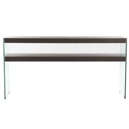 DKD Home Decor Consola Moderno Marrón Transparente Cristal MDF Nogal 45 x 80 x 160 cm