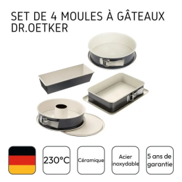 Dr Oetker Back-Trend Juego de 4 moldes para tartas de diferentes formas, de 28 a 32 cm