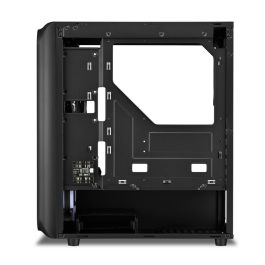 SHARKOON TK5M RGB ATX Caja de PC de Escritorio Negra con Panel Frontal de Malla y 4 Ventiladores RGB Preinstalados, Cristal Templado y USB Tipo C