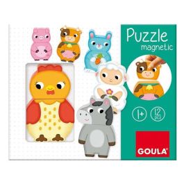 Puzzle magnético granja de madera goula 12 piezas, intercambiables Puzzle magnético granja de madera goula 12 piezas, intercambiables