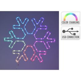 Adorno led copo de nieve 50 x 43 cm, rgb, 90 led, conexión usb.