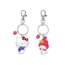 PEERS HARDY Set 2 Llaveros Hello Kitty and Friends - Hello Kitty y My Melody con colgantes de corazón BFF
