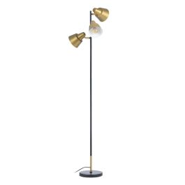 Lámpara de Pie 30 x 30 x 155 cm Negro Dorado Metal Lámpara de Pie 30 x 30 x 155 cm Negro Dorado Metal